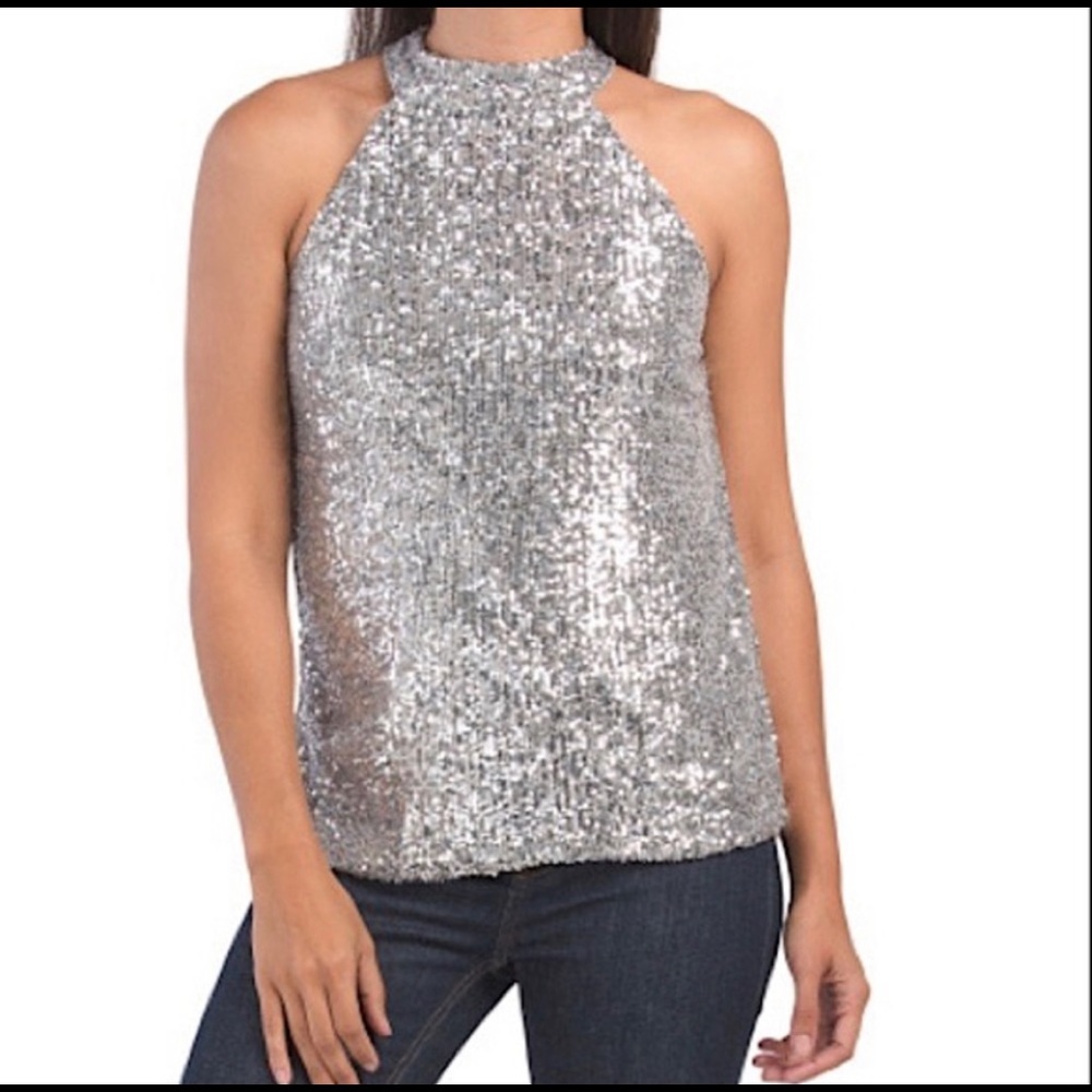 Cable & Gauge Sequin Halter Top
